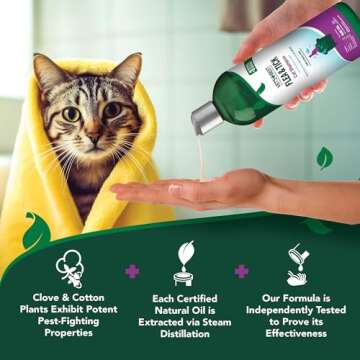 Vet's Best Flea & Tick Shampoo for Cats - Premium Flea and Tick Treatment for Cats - Plant-Based Ingredients - Certified Natural Oils - 12 oz