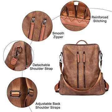 CLUCI Stylish Convertible Leather Backpack for Women