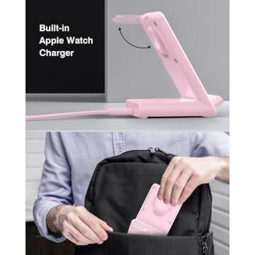 Wireless Charging Station,3 in 1 Wireless Charging Stand Made for Apple Watch Ultra 10 9 8 7 6 SE 5 4 3,Fast Wireless Charger Made for iPhone 16/15/14/13/12/11/X,for AirPods Pro(with Adapter)