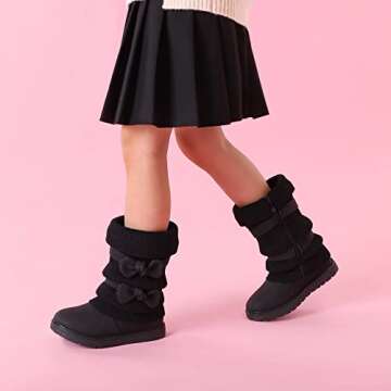 DREAM PAIRS Toddler Klove Black Faux Fur Lined Mid Calf Winter Snow Boots Size 10 M US Toddler