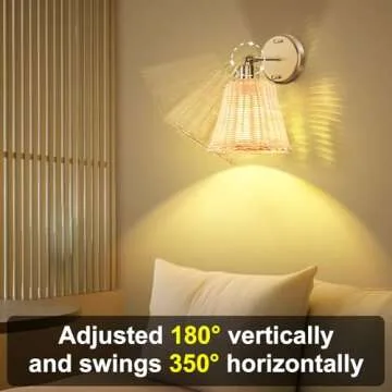 Frideko Rattan Rechargeable Battery Operated Wall Sconces Set of Two with Remote, 3 Colors Dimmable ...