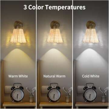 Frideko Rattan Rechargeable Battery Operated Wall Sconces Set of Two with Remote, 3 Colors Dimmable Wireless Wall Light, 5200mAh Indoor Wall Lamp with 4 Timer, Boho Sconces Wall Lighting for Bedroom