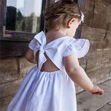 Toddler Baby Girl Dress Summer Cotton Linen Ruffle Halter Sleeveless Kids Casual Beach Party Dresses...