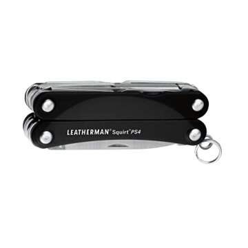 LEATHERMAN, Squirt PS4 Keychain Multitool with Spring-Action Scissors and Aluminum Handles, Built in the USA, Black
