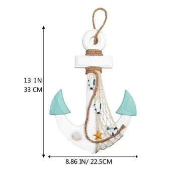 Nautical Wooden Ship Wheel and Anchor Home Decor Set