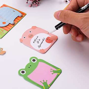 Molain Cute Sticky Notes 16 Pieces Cartoon Sticky Notes Animals Shape Markers Flags Self-Stick Memo Pads Students Home Office Roommates Gifts Tab Supplies
