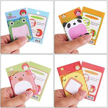 Molain Cute Sticky Notes 16 Pieces Cartoon Sticky Notes Animals Shape Markers Flags Self-Stick Memo Pads Students Home Office Roommates Gifts Tab Supplies
