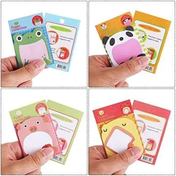 Molain Cute Sticky Notes 16 Pieces Cartoon Sticky Notes Animals Shape Markers Flags Self-Stick Memo Pads Students Home Office Roommates Gifts Tab Supplies