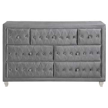 Coaster Home Furnishings Deanna Modern Classic 61-inch 7-Drawer Bedroom Dresser Clothing Storage Cabinet Wide Chest of Drawers Organizer Unit Grey 205103