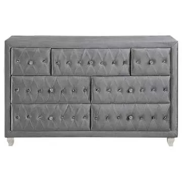 Coaster Home Furnishings Deanna Modern Classic 61-inch 7-Drawer Bedroom Dresser Clothing Storage Cabinet Wide Chest of Drawers Organizer Unit Grey 205103