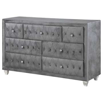 Coaster Home Furnishings Deanna Modern Classic 61-inch 7-Drawer Bedroom Dresser Clothing Storage Cabinet Wide Chest of Drawers Organizer Unit Grey 205103