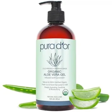 PURA D'OR 16 Oz ORGANIC Aloe Vera Gel - Lavender - All Natural - ZERO Artificial Preservatives - Dee...