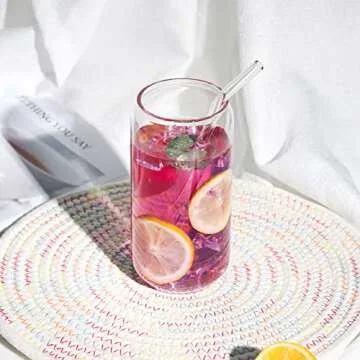 Stylish Kxuhivc 16oz Drinking Glass with Straw and Lid