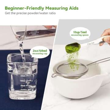 Joiish Matcha Tea Kit 10-Pcs Set, Whisk and Bowl with Spout & Measuring Spoon, Japanese Tea Making T...