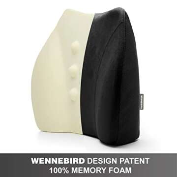WENNEBIRD Model Q Lumbar Support Pillow - Patented Ergonomic Back Support for Lower Back Pain Relief...
