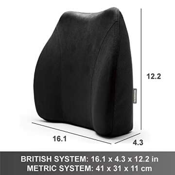 WENNEBIRD Model Q Lumbar Support Pillow - Patented Ergonomic Back Support for Lower Back Pain Relief for Office Chair, Car, Sofa, Plane, Couch, Recliner - Black