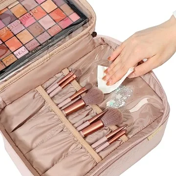 NISHEL Large Travel Makeup Bag for Women | Cosmetic Organizer