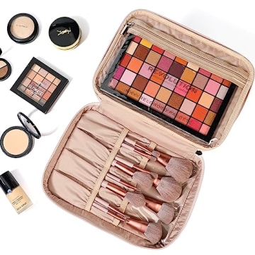 NISHEL Large Travel Makeup Bag for Women | Cosmetic Organizer