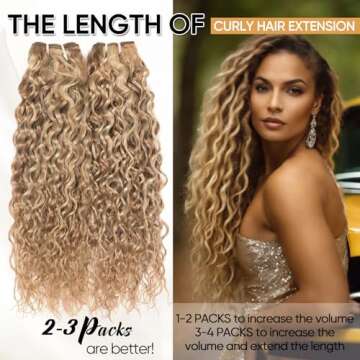 FASHION LINE Brazilian P27/613 Water Wave Blonde Human Hair Extensions Unprocessed Human Hair Bundles Weft 1PC 100g Piano Color (20")