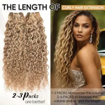 FASHION LINE Brazilian P27/613 Water Wave Blonde Human Hair Extensions Unprocessed Human Hair Bundles Weft 1PC 100g Piano Color (20")