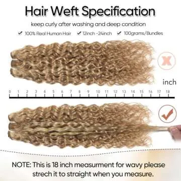 FASHION LINE Brazilian P27/613 Water Wave Blonde Human Hair Extensions Unprocessed Human Hair Bundles Weft 1PC 100g Piano Color (20")