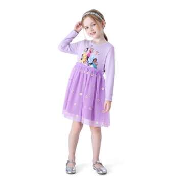 Disney Princess Toddler Girl Dress Floral Tulle with Embroidery Long Sleeve Clothes A Line Casual Do...