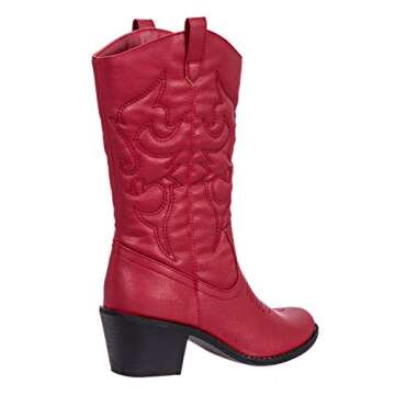Charles Albert Womens Boot Embroidered Modern Western Cowboy, Red (9) Cowboy Style_Red_9