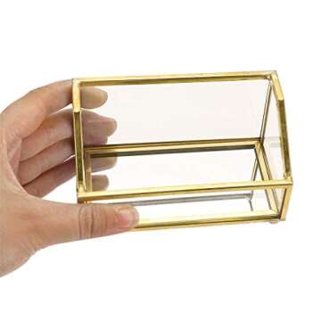 Elegant Gold Metal Frame Glass Business Card Holder