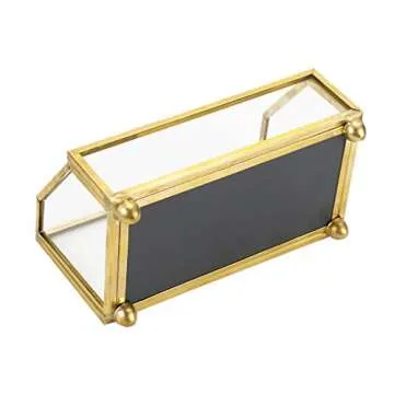 Elegant Gold Metal Frame Glass Business Card Holder