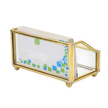 Elegant Gold Metal Frame Glass Business Card Holder