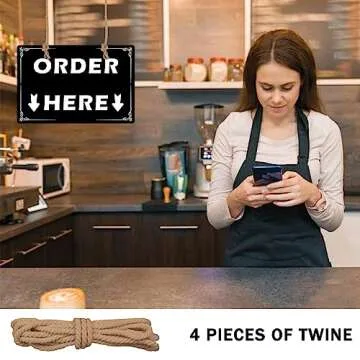 Order Here and Pick Up Here Signs,2 Pack Double-Sided Order Here Signs Pick Up Hers Sign with 4 Twines Perfect for Restaurants, Cafes, and Bars ,Bakery , Ice Cream Stand Decor Pick Up Kiosk Retail-12"