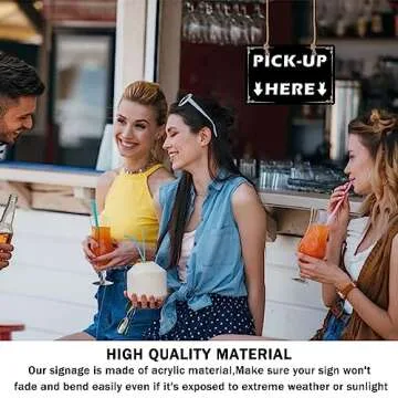 Order Here and Pick Up Here Signs,2 Pack Double-Sided Order Here Signs Pick Up Hers Sign with 4 Twines Perfect for Restaurants, Cafes, and Bars ,Bakery , Ice Cream Stand Decor Pick Up Kiosk Retail-12"