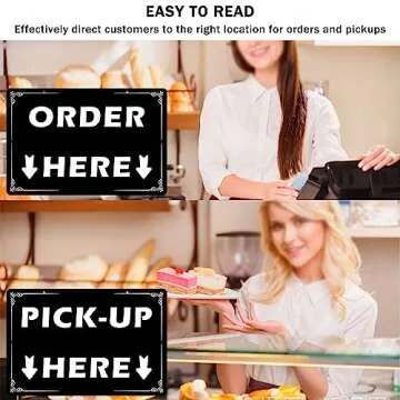 Order Here and Pick Up Here Signs,2 Pack Double-Sided Order Here Signs Pick Up Hers Sign with 4 Twines Perfect for Restaurants, Cafes, and Bars ,Bakery , Ice Cream Stand Decor Pick Up Kiosk Retail-12"