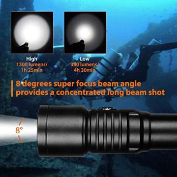 ORCATORCH D530 Scuba Dive Light - 1300 Lumens, Waterproof 150M, 2 Modes