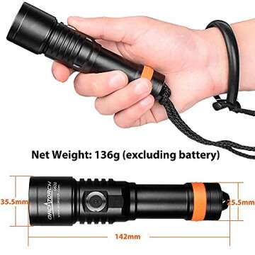ORCATORCH D530 Dive Light - 1300 Lumens for Underwater Adventures