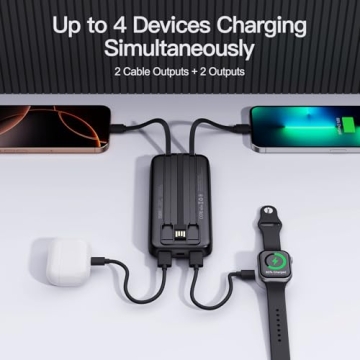 2025 2-Pack 12800mAh Portable Charger - Built-in Cables & Slim Design for All Devices