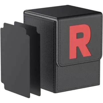 JoyHood Card Deck Box for PTCG Cards [Team R] MTG Trading Card Holder with 2 Dividers per Card Storage Box, Large Size Holds up to 150+ Cards