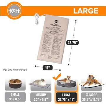 K&H Pet Bed Warmer, Automatic Heated Pet Bed Insert - Large