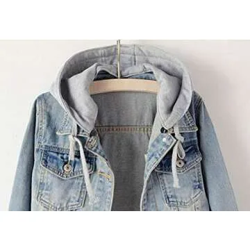 Stylish LifeShe Women's Detachable Hoodie Denim Jacket