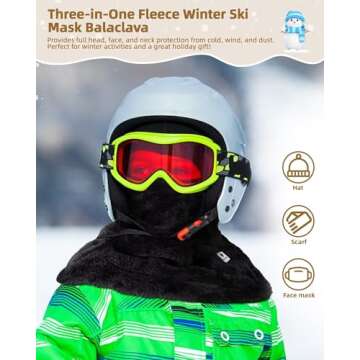 Kids Ski Mask Balaclava for Boys Girls, 2 Size Thermal Fleece Winter Face Mask Hat for 2-12 Kids Toddler, Warm Balaclava Hood Neck Scarf for Cold Weather Skiing Cycling Daily Use-01 Black