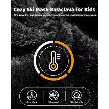 Kids Ski Mask Balaclava for Boys Girls, 2 Size Thermal Fleece Winter Face Mask Hat for 2-12 Kids Toddler, Warm Balaclava Hood Neck Scarf for Cold Weather Skiing Cycling Daily Use-01 Black