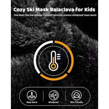 Kids Ski Mask Balaclava for Boys Girls, 2 Size Thermal Fleece Winter Face Mask Hat for 2-12 Kids Toddler, Warm Balaclava Hood Neck Scarf for Cold Weather Skiing Cycling Daily Use-01 Black