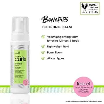 All About Curls Boosting Foam | Lightweight Definition Hold | Curly Hair Products | Volumizing Extra Fullness & Body | All Curly Hair Types | Vegan & Cruelty Free | Sulfate Free | 6.7 Fl Oz