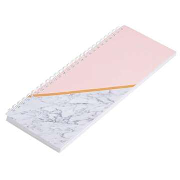 Salon Appointment Book - 2-Column Schedule Book, Undated Appointment Planner for Hairdresser, Stylist, Nail Salon, Massage Spa, Pink with Marble Print Cover, Spiral Bound, 200 Pages, 13.5 x 5 Inches