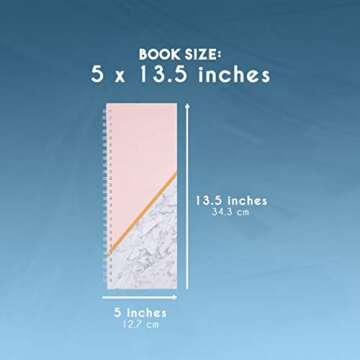 Salon Appointment Book - 2-Column Schedule Book, Undated Appointment Planner for Hairdresser, Stylist, Nail Salon, Massage Spa, Pink with Marble Print Cover, Spiral Bound, 200 Pages, 13.5 x 5 Inches