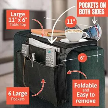 Perfect Life Ideas TV Remote Holder Couch Organizer 6 Pockets