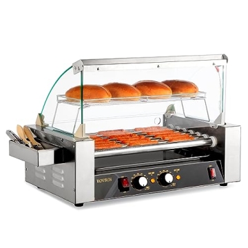 18 Hot Dog Roller Grill Cooker - 7 Rollers 1050W for Parties & Events