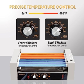 18 Hot Dog Roller Grill Cooker with LED & Dual Controls