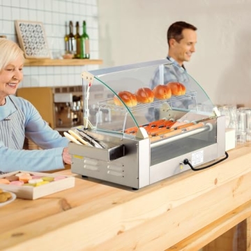 18 Hot Dog Roller Grill Cooker with LED & Dual Controls