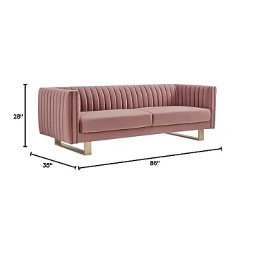 Armen Living Delilah Blush Velvet Sofa for Modern Living